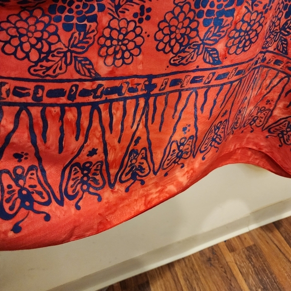 VAN KLEE red Print Covel All Tunic top Kimono - Picture 5 of 10